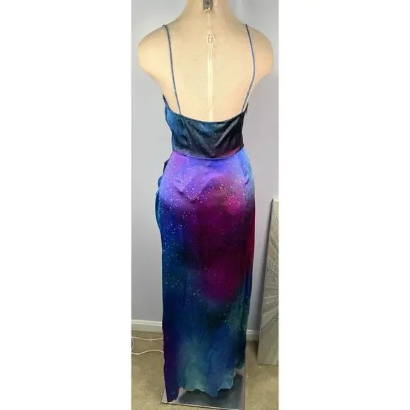 Retrofete Purple Solar Marlene Silk Cowl Neck Maxi Dress Size Small - Picture 6 of 8